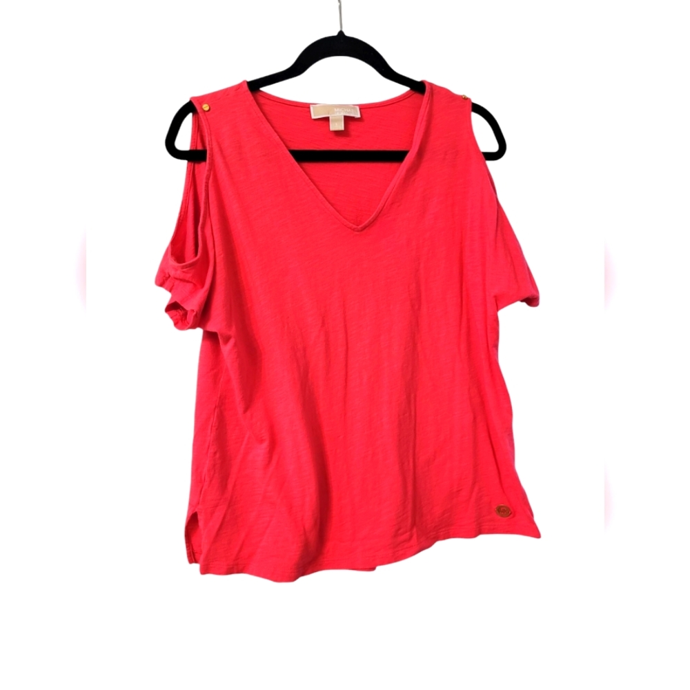 Michael Kors cold  shoulder v neck tee size large
